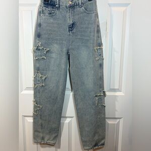 Distressed Star Patch Women Jeans